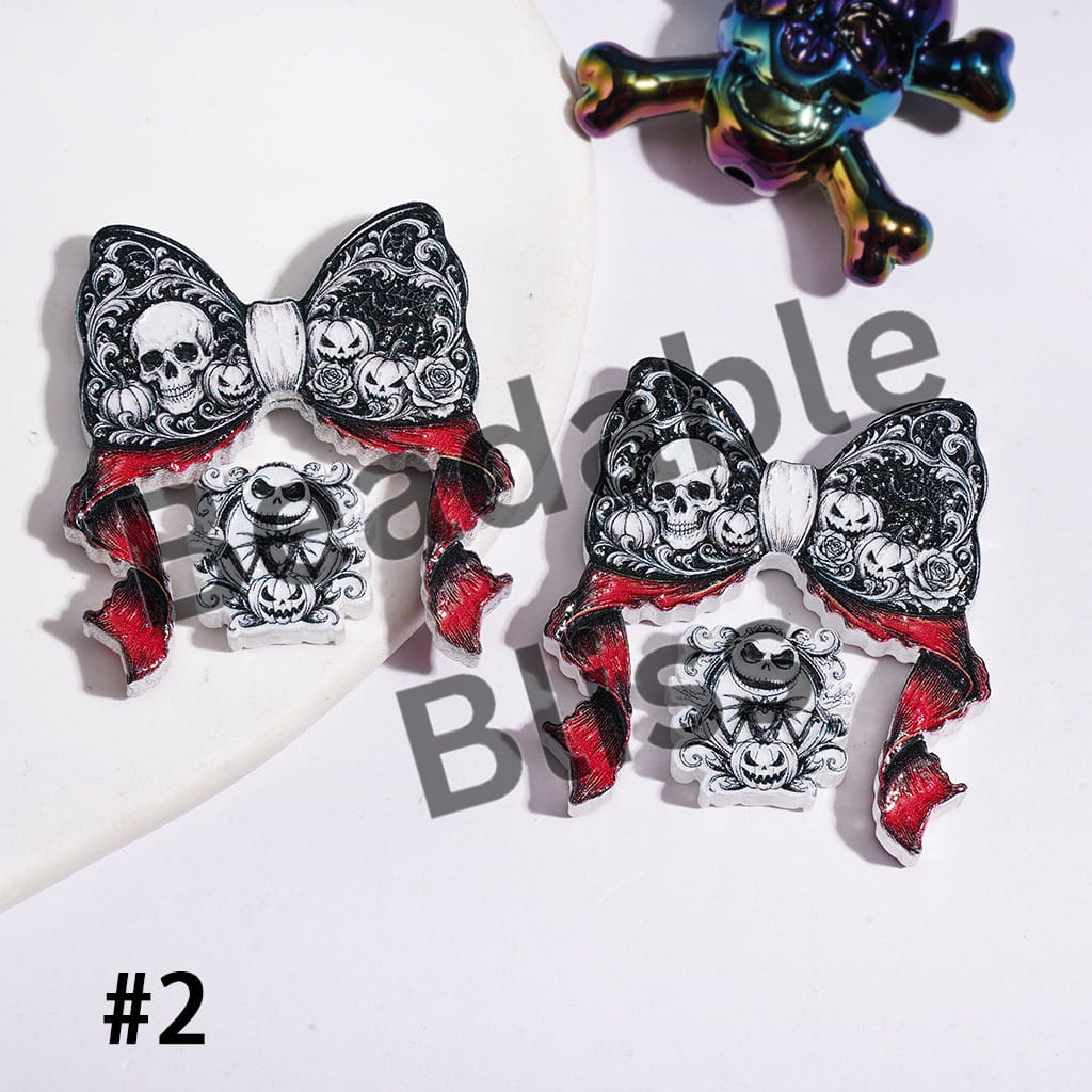 Halloween Theme Horror Series Acrylic Beads Bow and Ornament (Please Read Description)