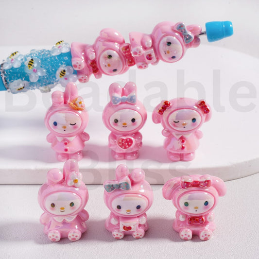 Acrylic Beads UV Coating Cute Pink Sanri My Melod, Random Mix