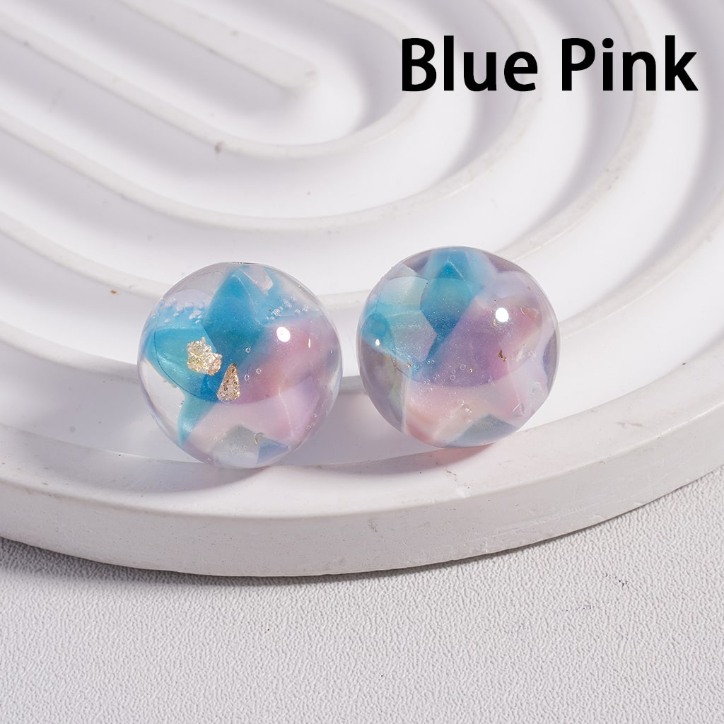 Acrylic Beads UV Coating Large Multi-Color Star Gold Foil Paper Inside, Clear, 16MM