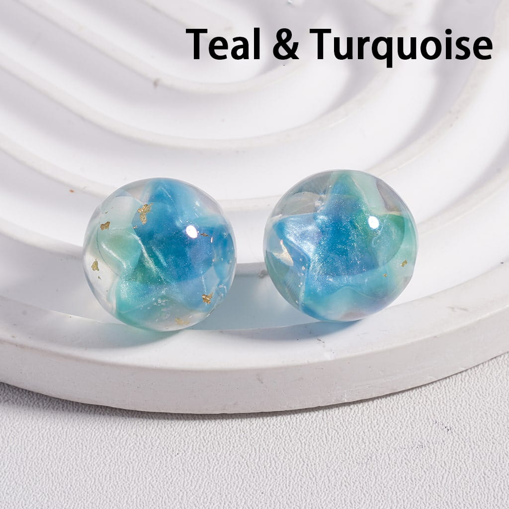 Acrylic Beads UV Coating Large Multi-Color Star Gold Foil Paper Inside, Clear, 16MM