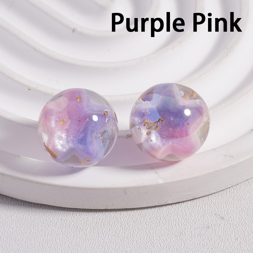 Acrylic Beads UV Coating Large Multi-Color Star Gold Foil Paper Inside, Clear, 16MM
