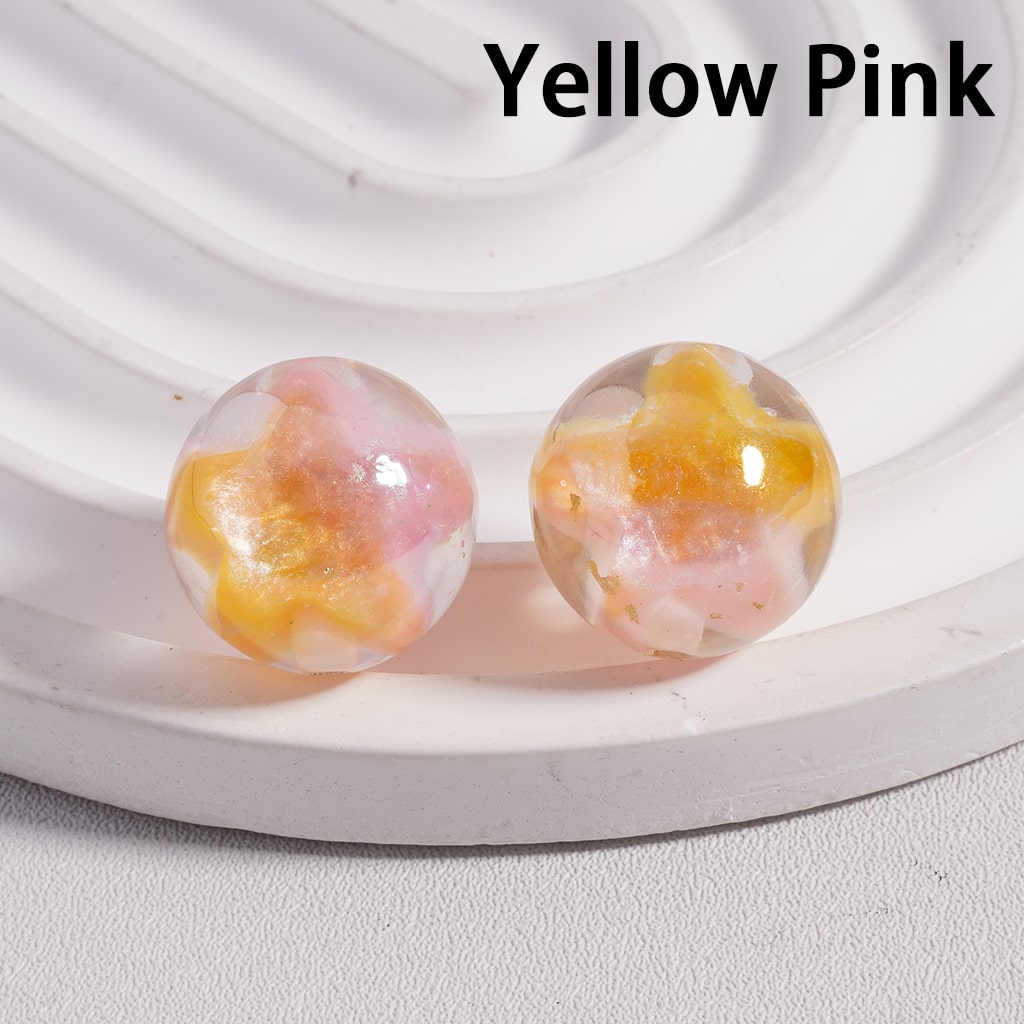 Acrylic Beads UV Coating Large Multi-Color Star Gold Foil Paper Inside, Clear, 16MM