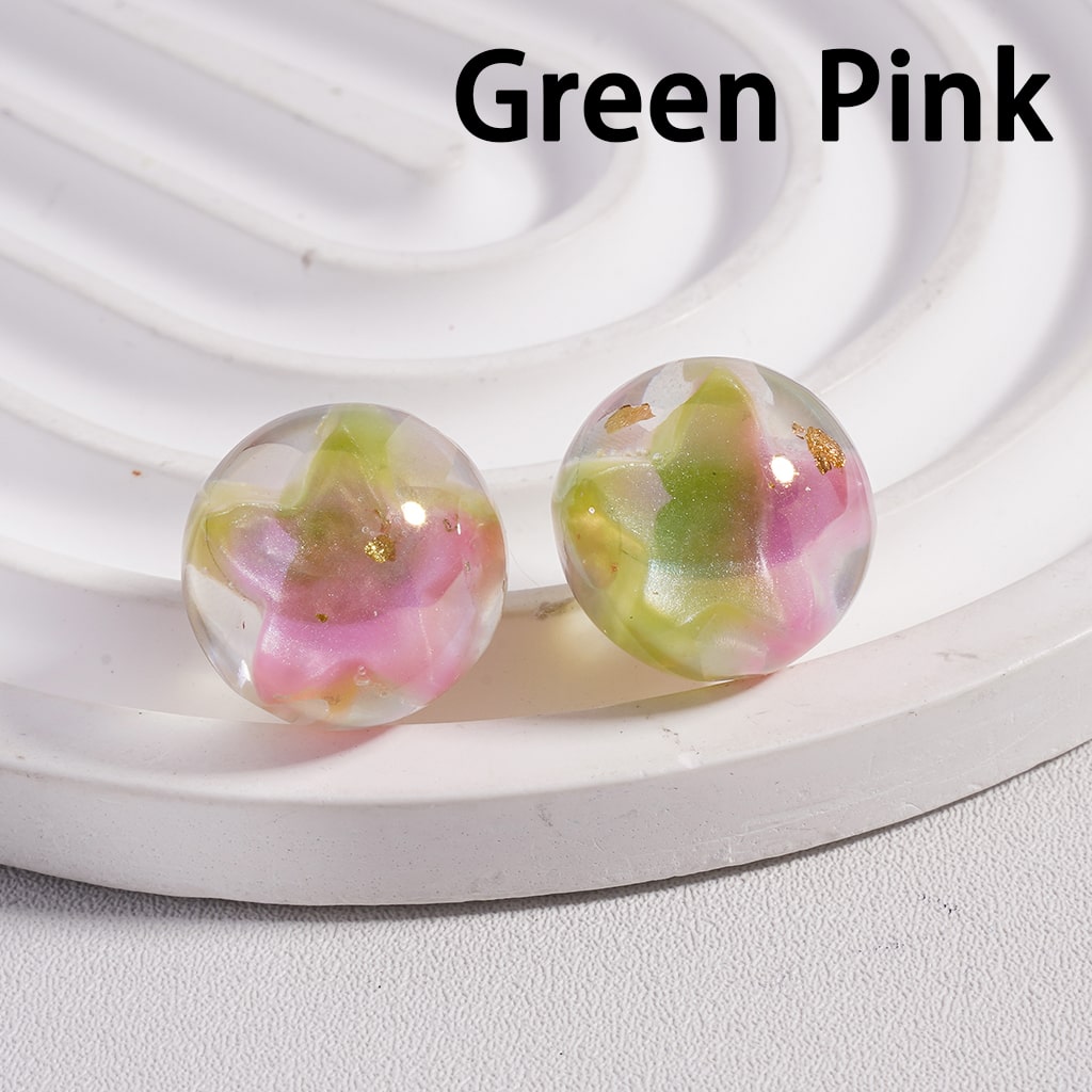 Acrylic Beads UV Coating Large Multi-Color Star Gold Foil Paper Inside, Clear, 16MM