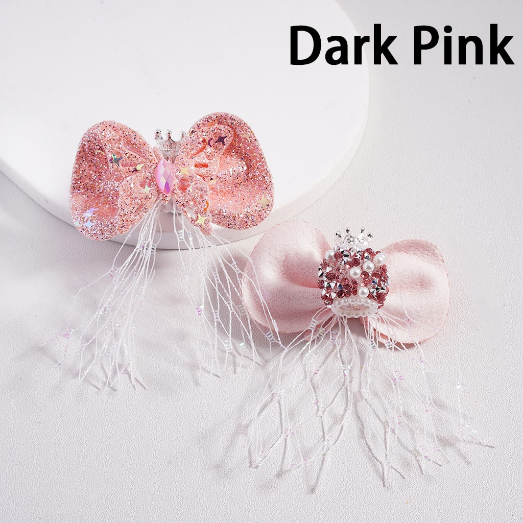 Sugar Acrylic Beads with Fancy Silver Crown White Pearls Shiny Rhinestones Glitter Fabric Butterfly Bowknot