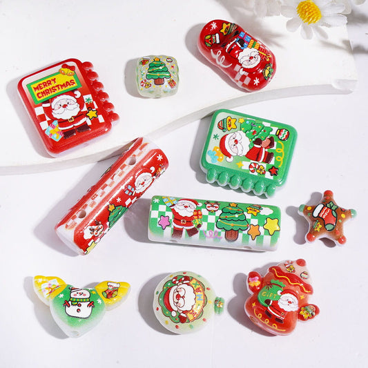 Acrylic Beads and Pendants Christmas Series, Various Style and Shapes, Random Mix
