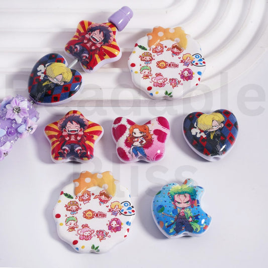 Acrylic Beads Cute One Piec Series Japan Anime in Different Shapes, Random Mix