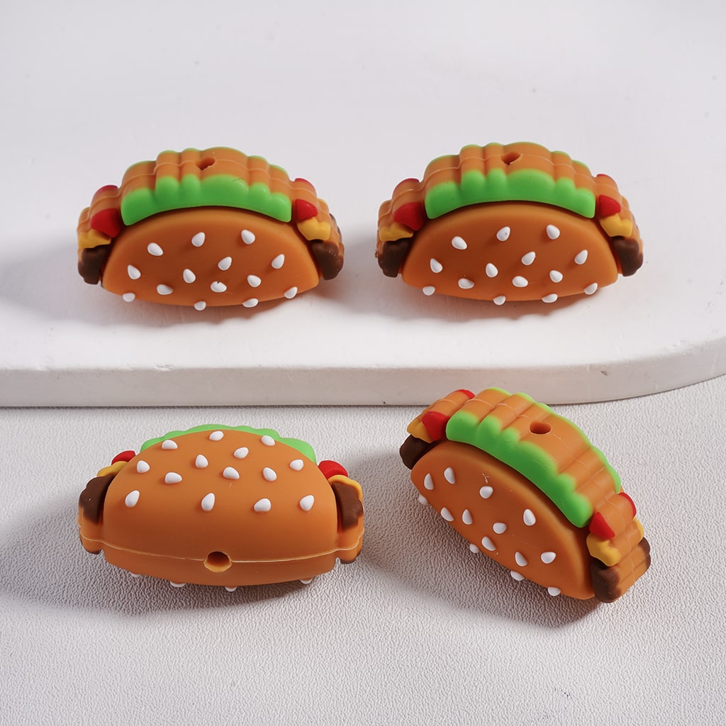 Silicone Focal Beads 3D Vivid Fast Food French Fries Chicken Nuggets Taco