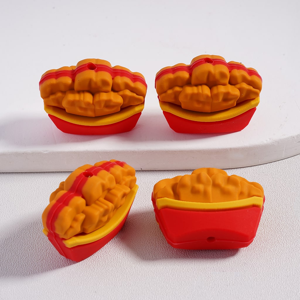 Silicone Focal Beads 3D Vivid Fast Food French Fries Chicken Nuggets Taco