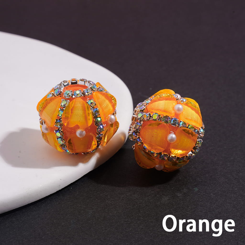 Handcrafted Acrylic Beads with Heart and AB Rhinestone Chains, White Pearls, Fluorescence Colors, 20MM