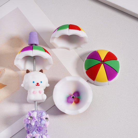 Silicone Focal Beads 3D Cute Colorful Umbrella