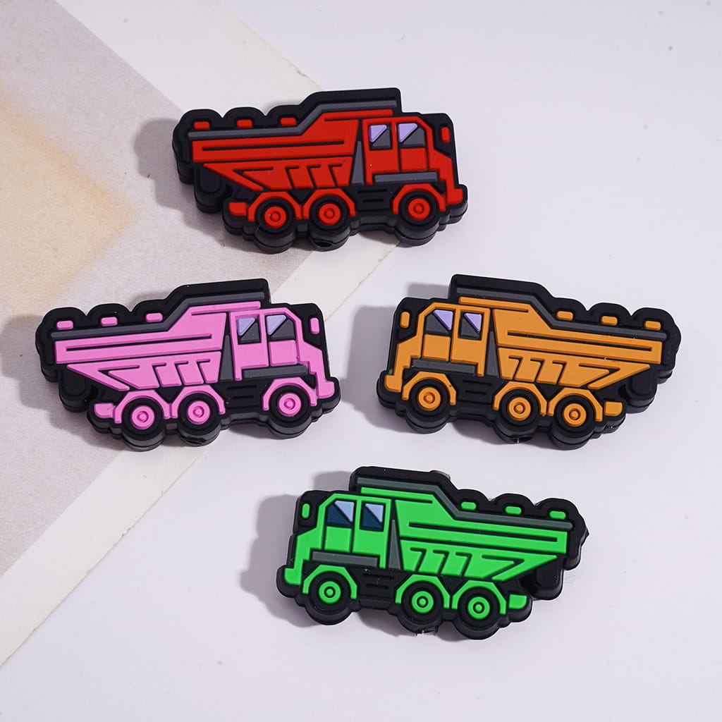 Silicone Focal Beads Dump Trucks in Assorted Colors