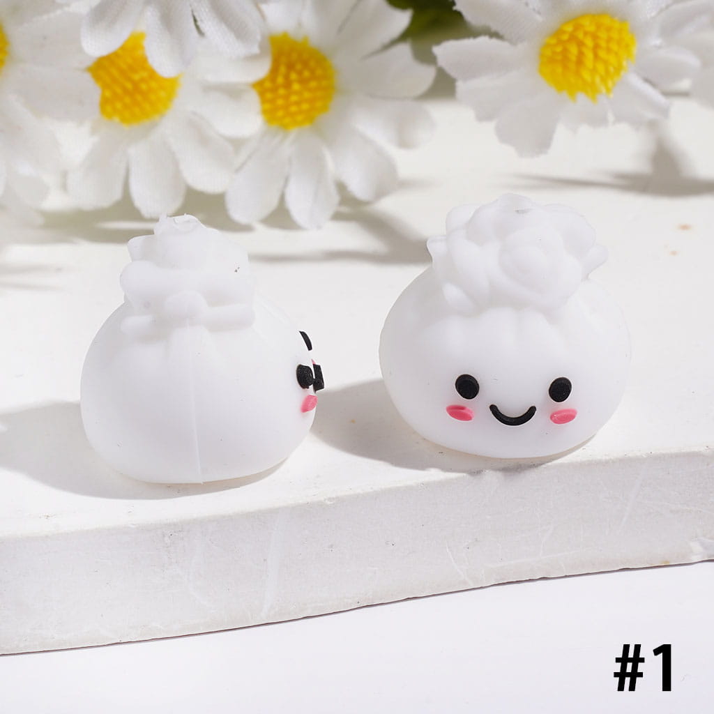 3D Smiling Dumpling with Rose Flower Silicone Focal Beads, Multi-Color