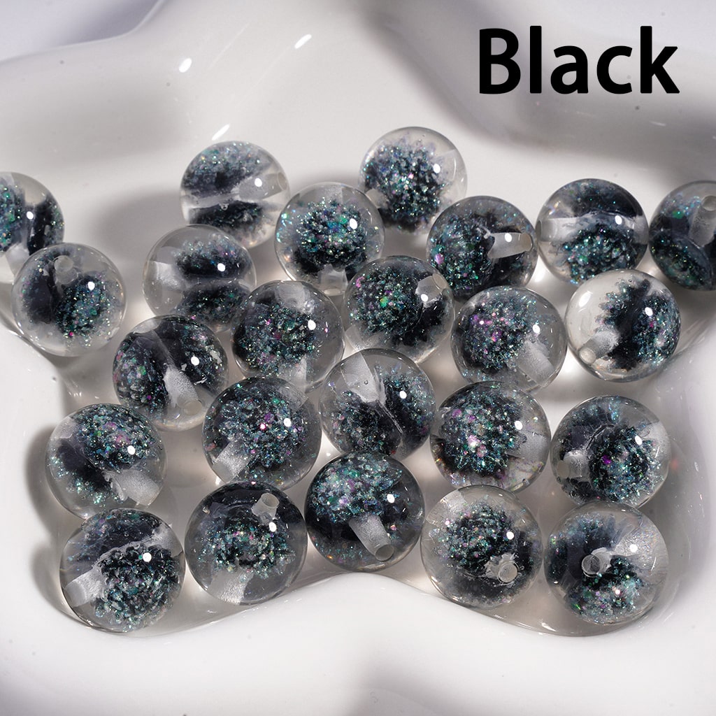 Acrylic Beads Luminous  Cute Glitter Multi-Color Daisy Flower Inside , Clear, 16MM
