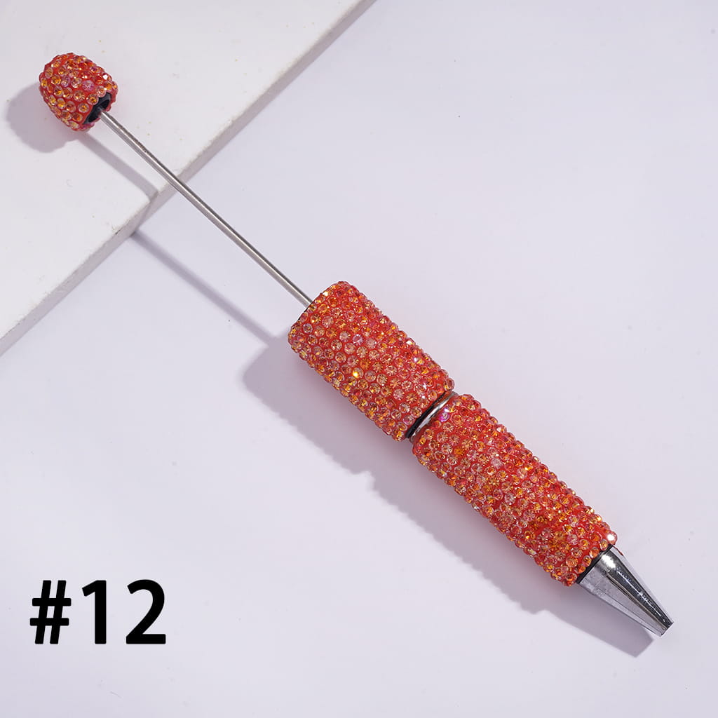 Beadable Clay Pens with Sparkling Iridescent Rhinestones Covered the Entire Pens, Multi-Color