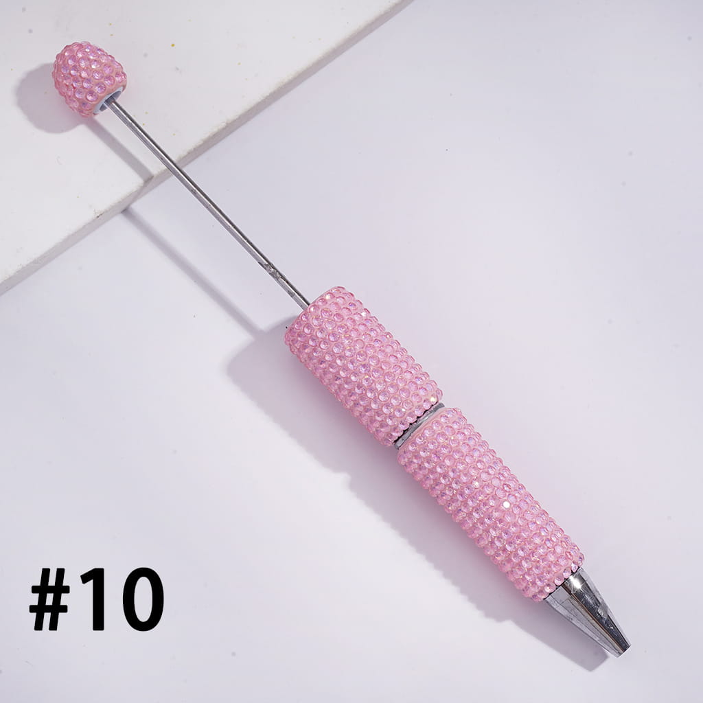 Beadable Clay Pens with Sparkling Iridescent Rhinestones Covered the Entire Pens, Multi-Color
