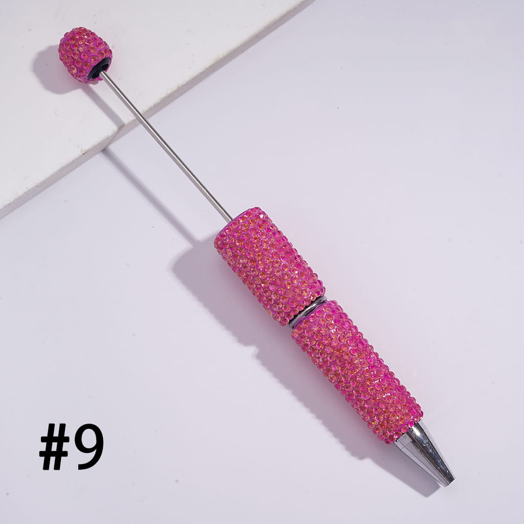 Beadable Clay Pens with Sparkling Iridescent Rhinestones Covered the Entire Pens, Multi-Color