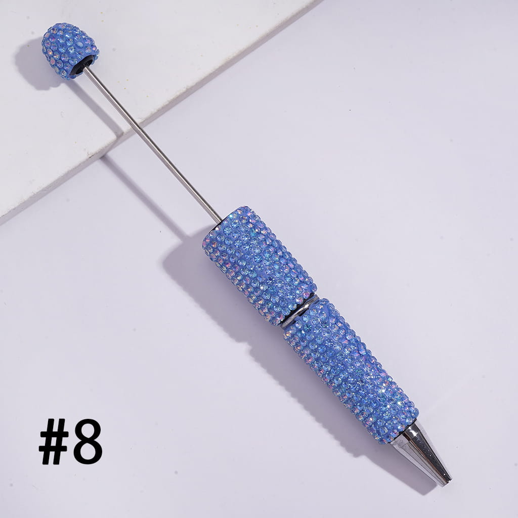 Beadable Clay Pens with Sparkling Iridescent Rhinestones Covered the Entire Pens, Multi-Color