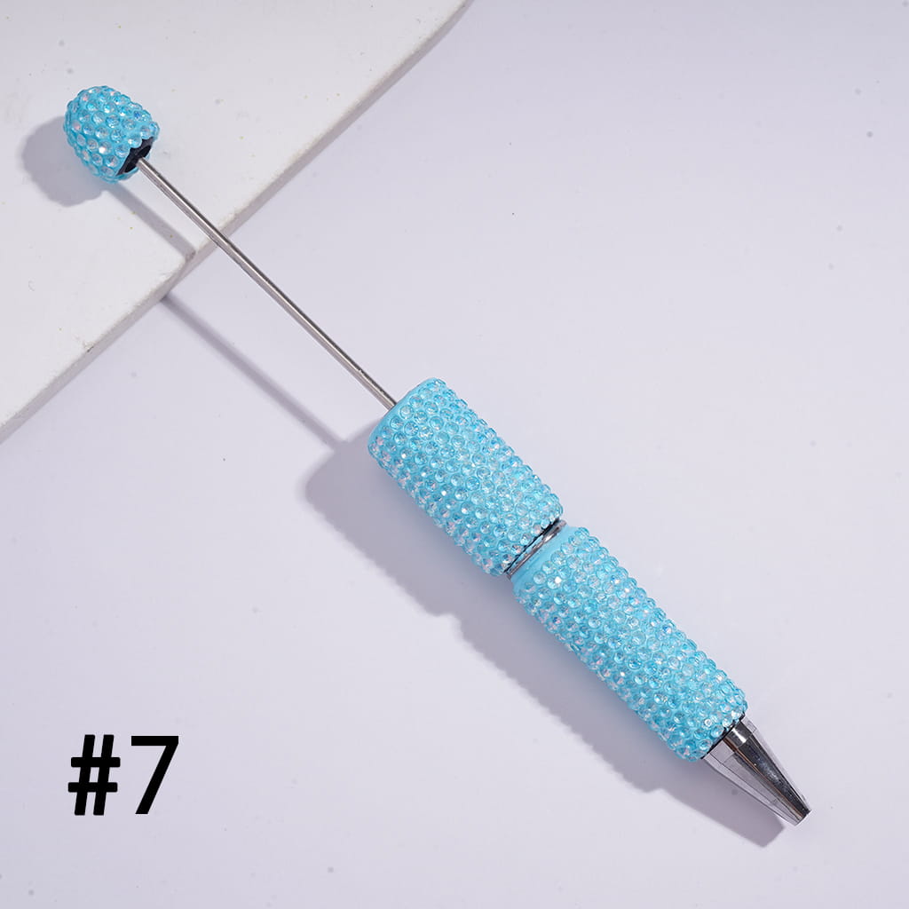 Beadable Clay Pens with Sparkling Iridescent Rhinestones Covered the Entire Pens, Multi-Color