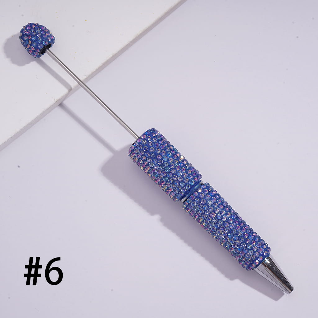 Beadable Clay Pens with Sparkling Iridescent Rhinestones Covered the Entire Pens, Multi-Color