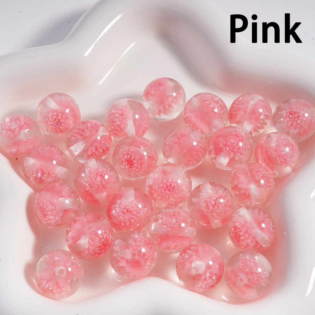 Acrylic Beads Luminous  Cute Glitter Multi-Color Daisy Flower Inside , Clear, 16MM
