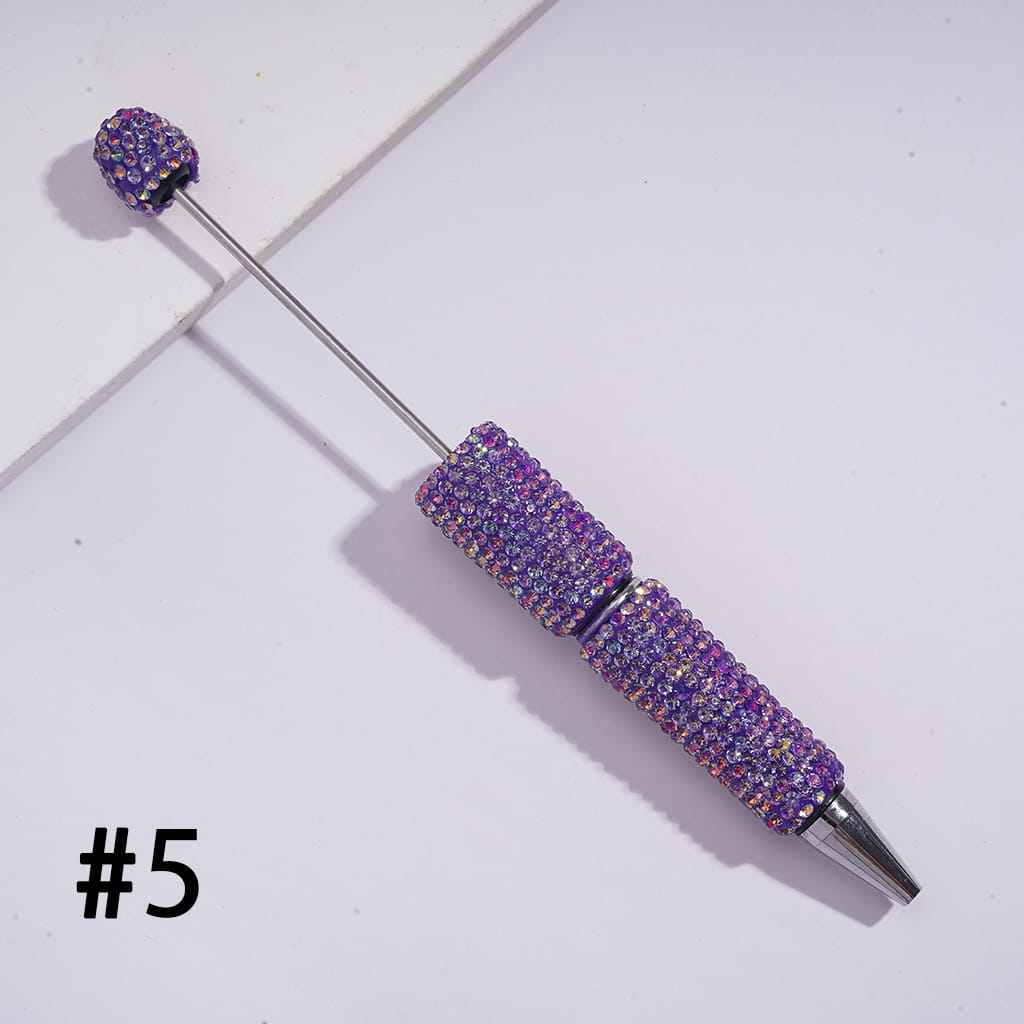 Beadable Clay Pens with Sparkling Iridescent Rhinestones Covered the Entire Pens, Multi-Color