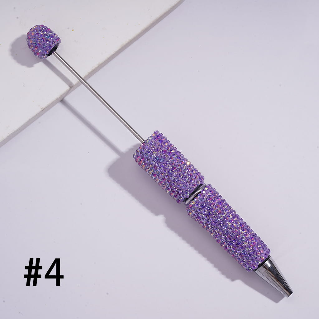 Beadable Clay Pens with Sparkling Iridescent Rhinestones Covered the Entire Pens, Multi-Color
