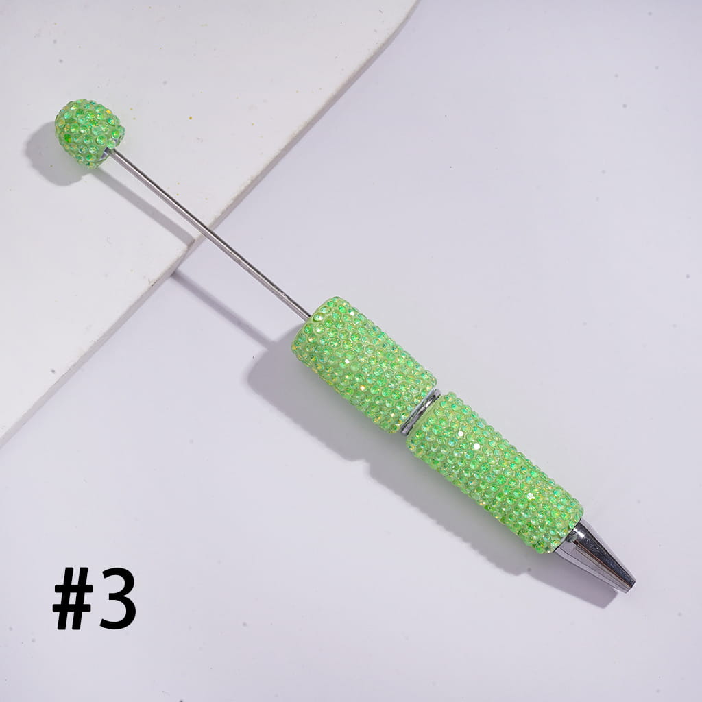 Beadable Clay Pens with Sparkling Iridescent Rhinestones Covered the Entire Pens, Multi-Color