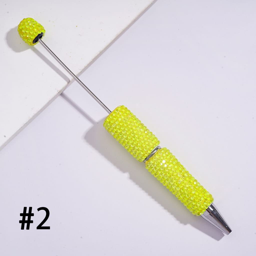 Beadable Clay Pens with Sparkling Iridescent Rhinestones Covered the Entire Pens, Multi-Color