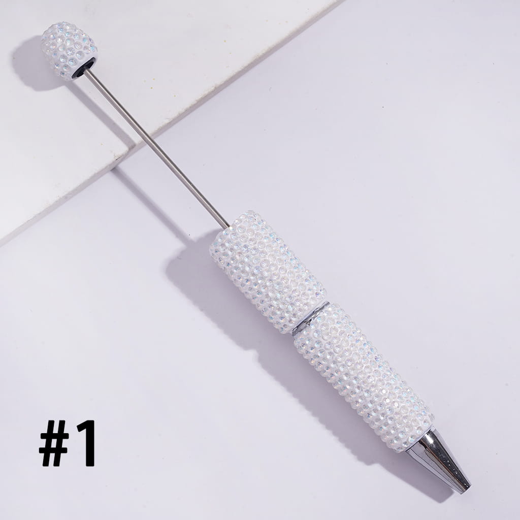 Beadable Clay Pens with Sparkling Iridescent Rhinestones Covered the Entire Pens, Multi-Color