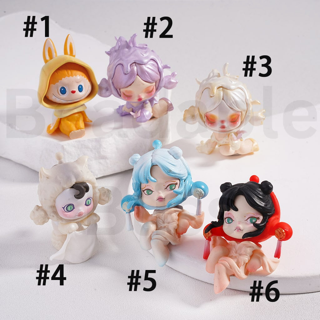 Cute Blind Box Cute Labub Skullpand Series Pop Mar Figures Jewelry Accessories (No Hole)