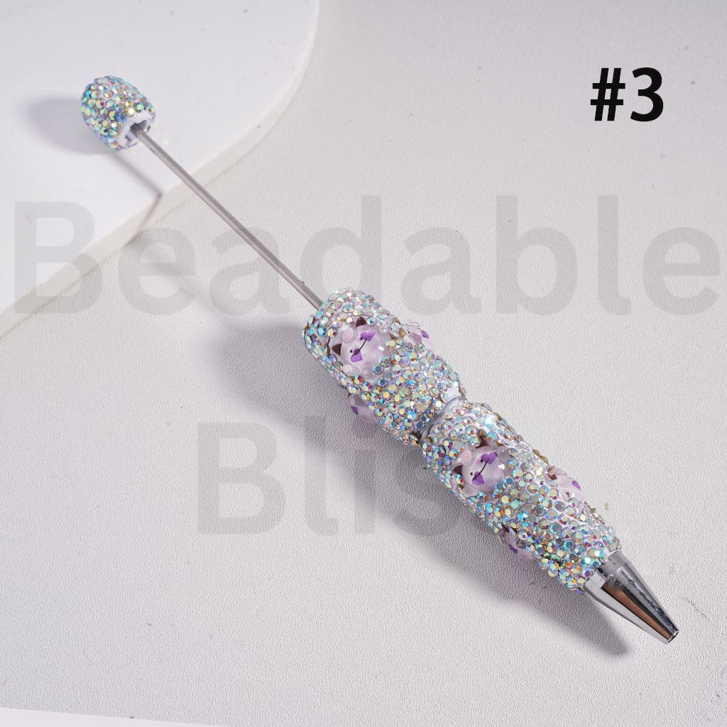 Beadable Clay Pens with AB Rhinestones Pokemo Series Pikach Genga Psyduc Poliwa Clefair Jigglypuf