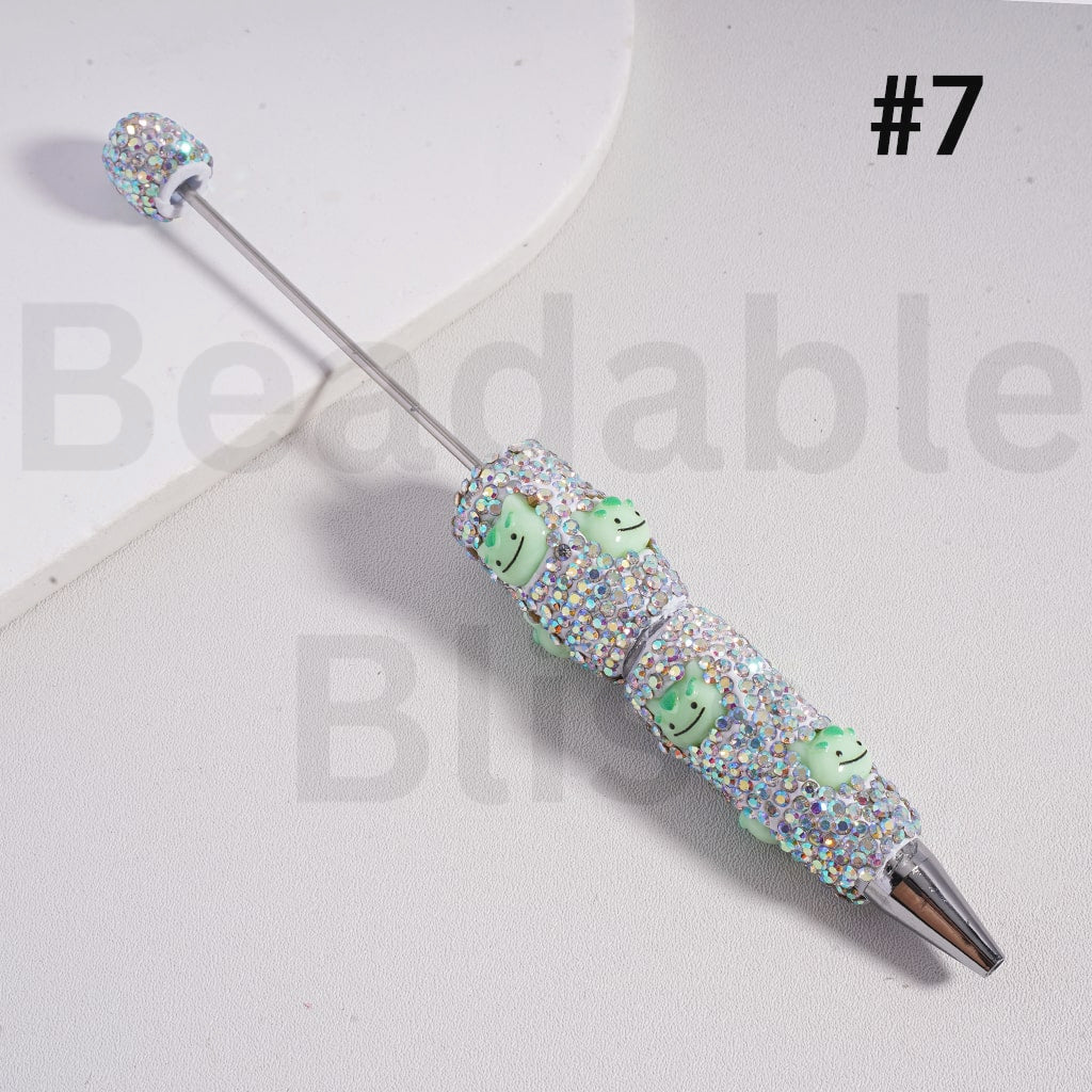 Beadable Clay Pens with AB Rhinestones Pokemo Series Pikach Genga Psyduc Poliwa Clefair Jigglypuf