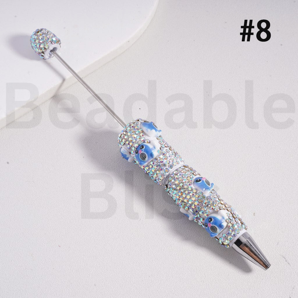 Beadable Clay Pens with AB Rhinestones Pokemo Series Pikach Genga Psyduc Poliwa Clefair Jigglypuf