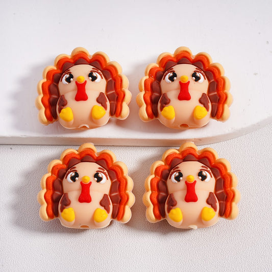 Silicone Focal Beads 3D Cute Turkey Thanksgiving Day