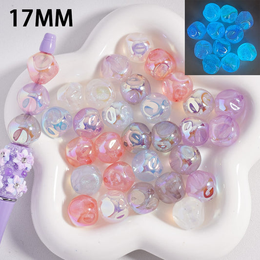 Acrylic Beads Luminous UV Coating Glitter, Meteorite Shape, 17MM, Random Mix