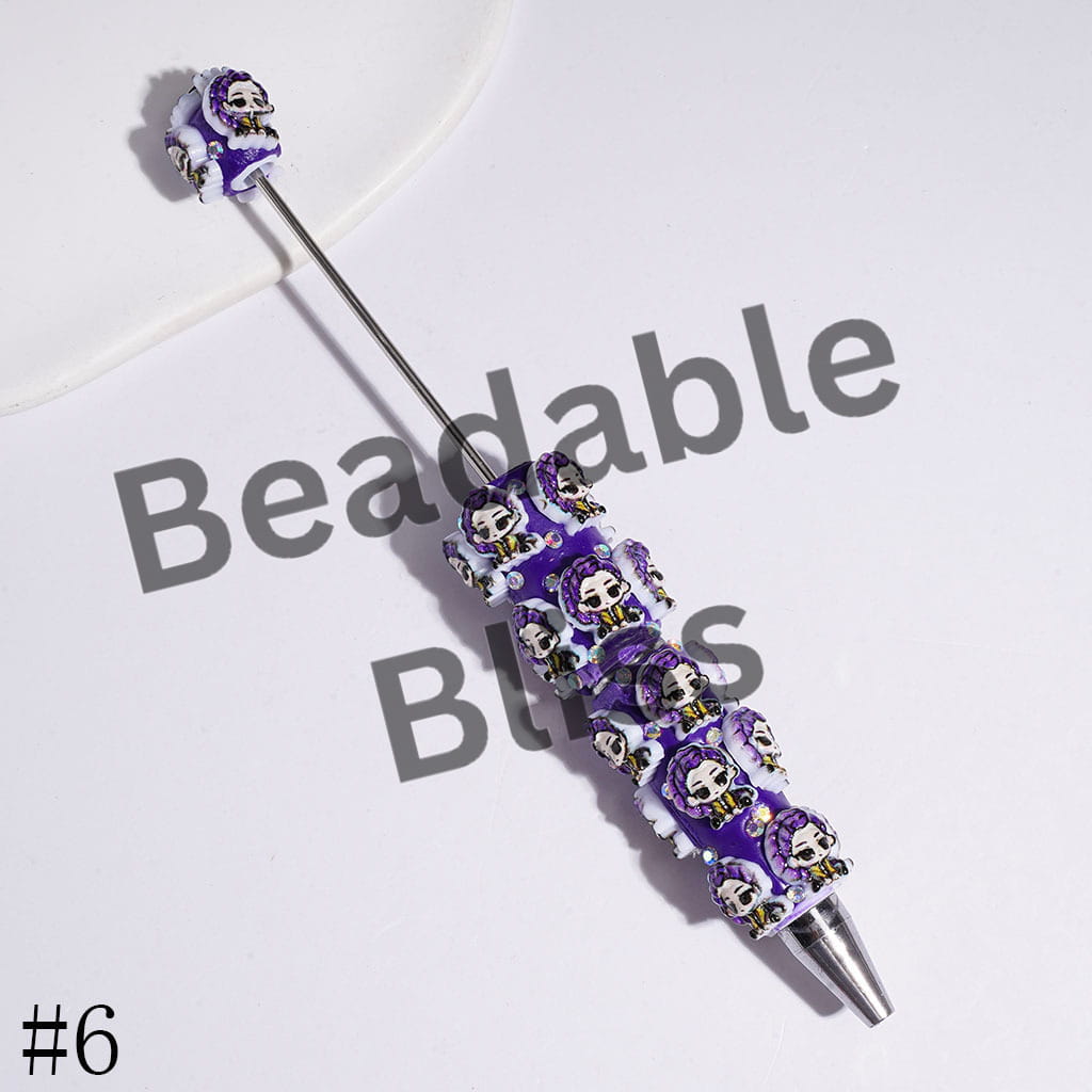 Beadable Clay Pens with Diverse Hair Colors Girl & Boy Band Character Series, AB Rhinestones