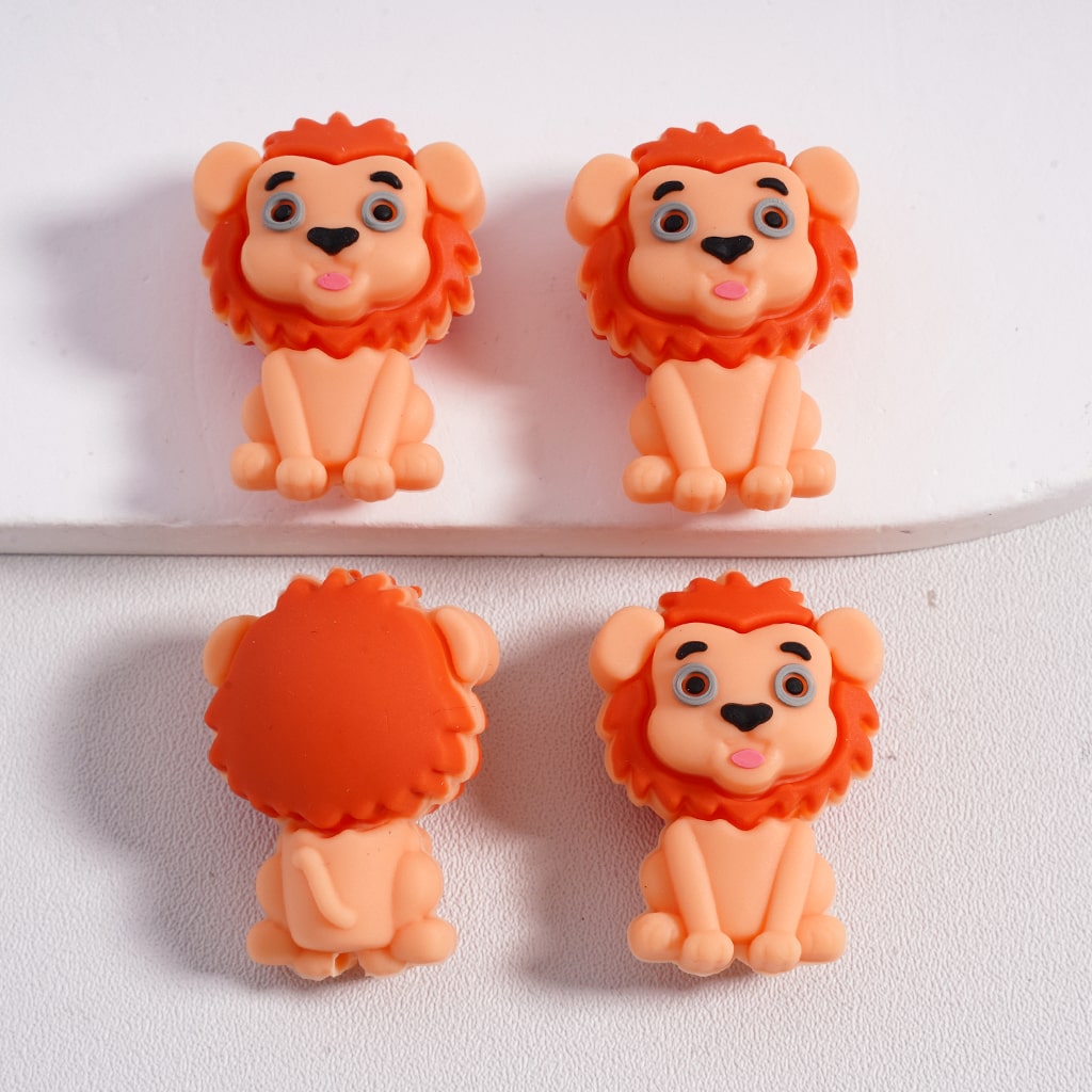 Silicone Focal Beads 3D Cute Lion