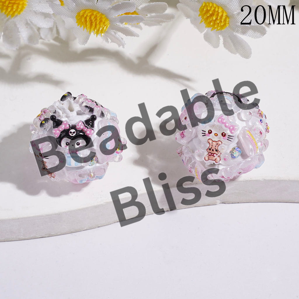 Clay Beads with Adorable Character Series and AB Rhinestones, 20MM