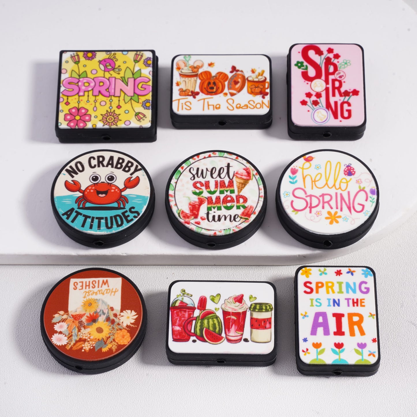 Silicone Focal Beads Spring Series with Different Designs, Random Mix