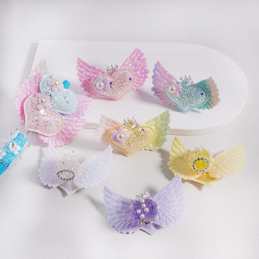 Sugar Acrylic Beads White Pearls Clear Rhinestones Chains Silver Alloy Crown Sparkling Fabric Heart Wings Flowers, Random Mix