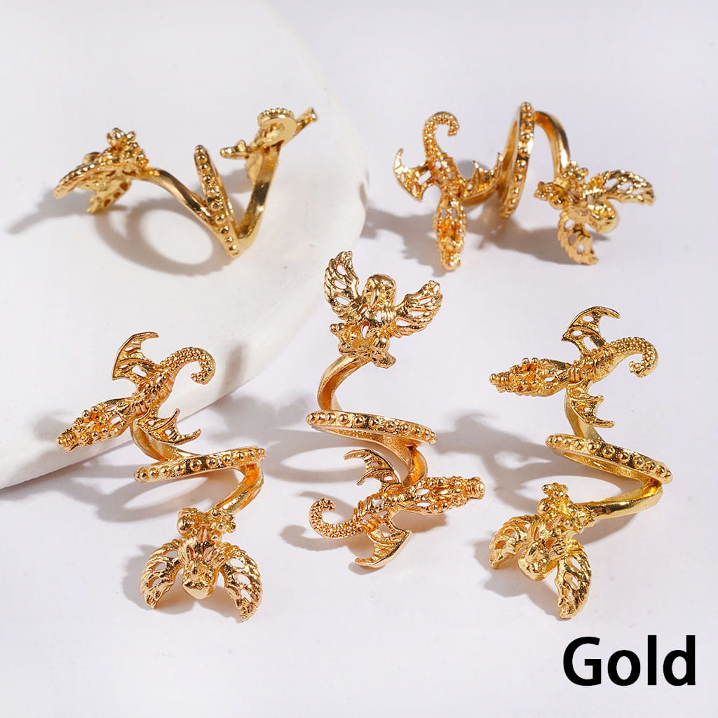 Trendy Twisted Spiral Metal Bead Cage, Bead Cap with Dragon and Eagle, Gold and Silver
