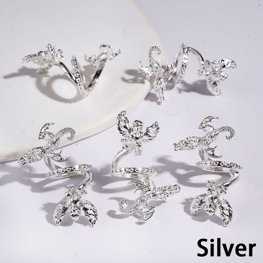 Trendy Twisted Spiral Metal Bead Cage, Bead Cap with Dragon and Eagle, Gold and Silver
