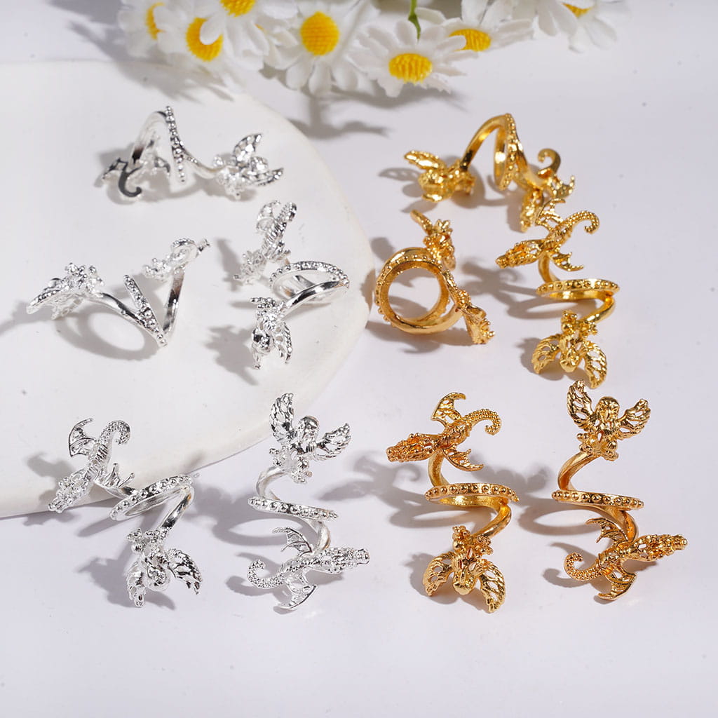 Trendy Twisted Spiral Metal Bead Cage, Bead Cap with Dragon and Eagle, Gold and Silver