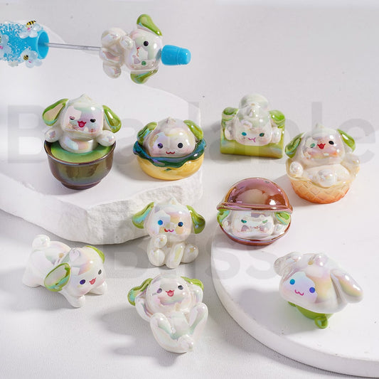 Acrylic Beads UV Coating Cute Cinnamonro Puppy Sanri, Random Mix