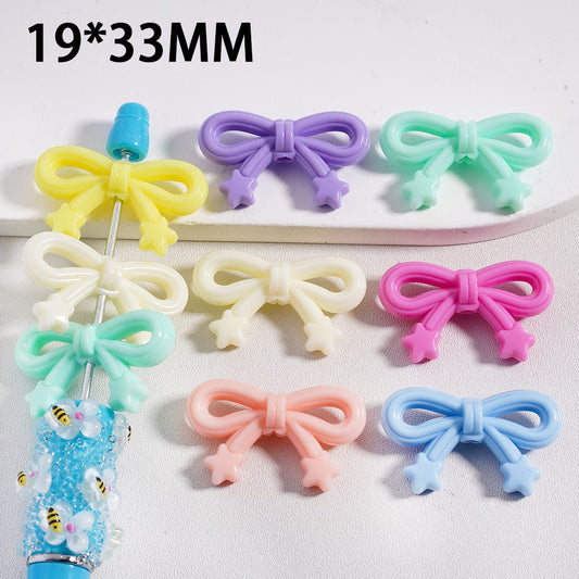 Acrylic Beads Cute Bowknot with Mini Star in Candy Color, 19*33MM (Single Color is Available for 250pcs(Whole Bag) Only)