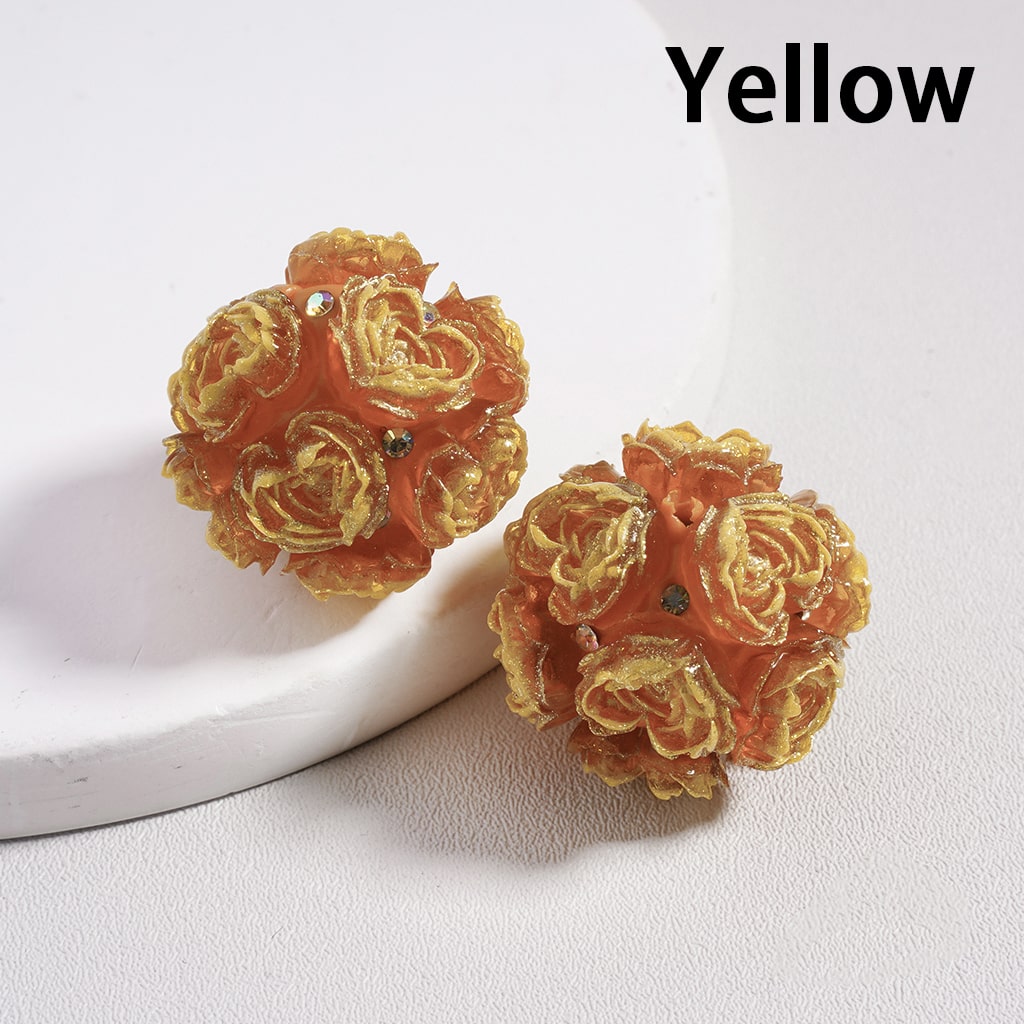 Clay Beads Luminous Glitter Heart Flowers AB Rhinestones, 23MM