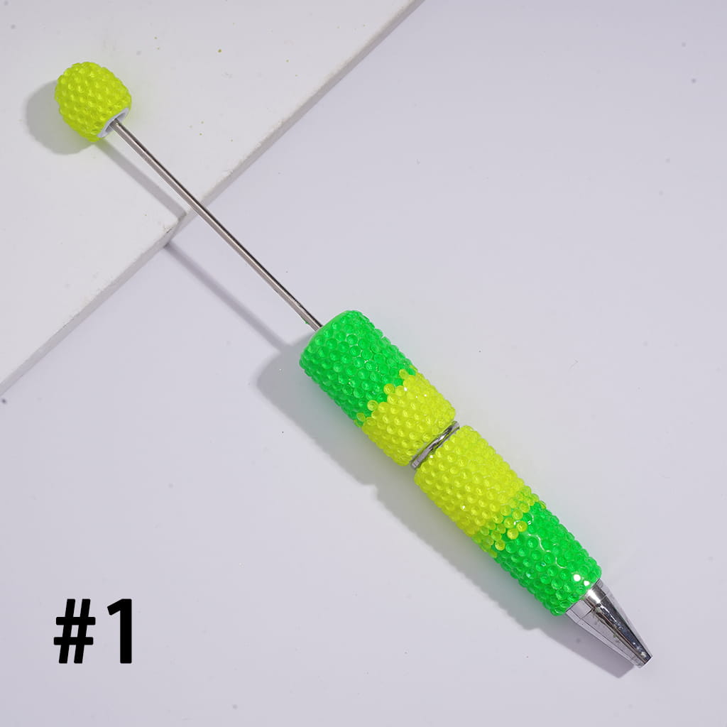 Beadable Clay Pens with Three-Layer Colored Rhinestones Covered the Entire Pens, Fluorescence
