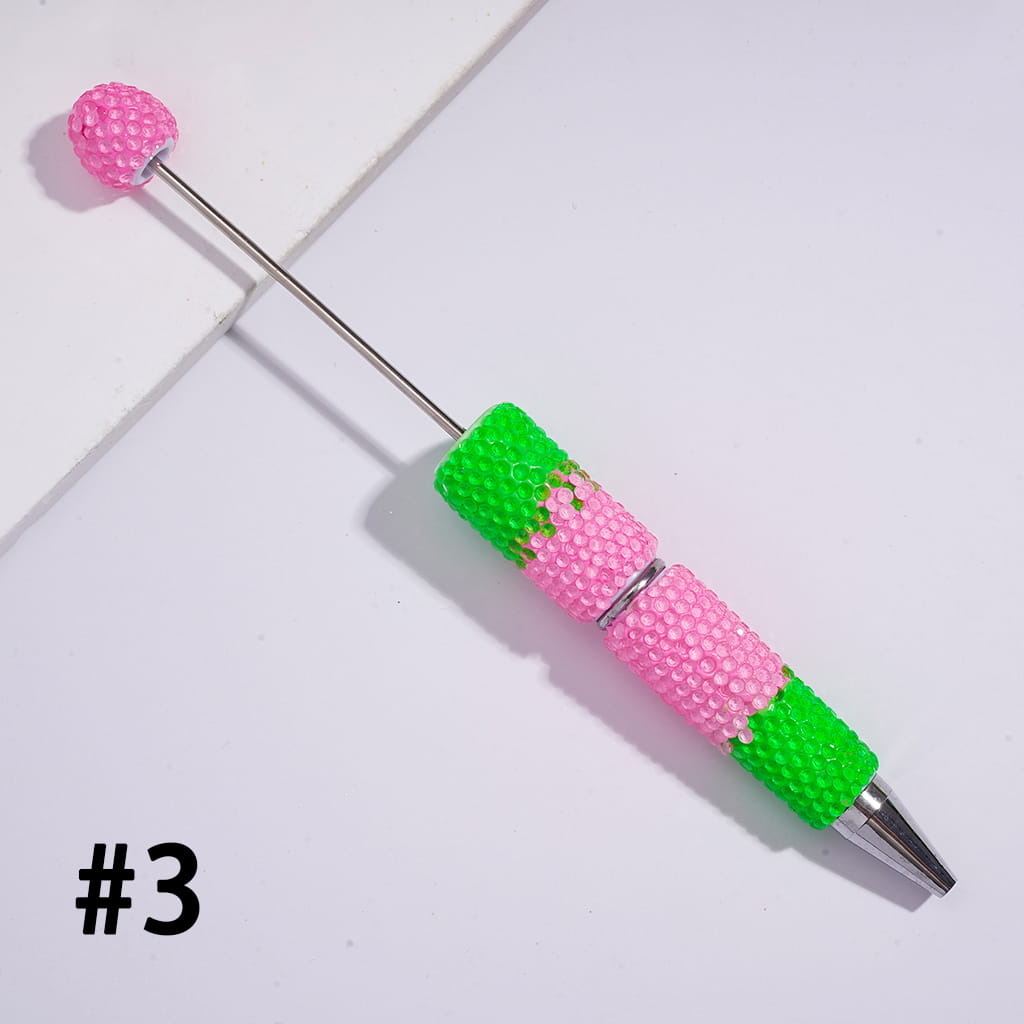 Beadable Clay Pens with Three-Layer Colored Rhinestones Covered the Entire Pens, Fluorescence