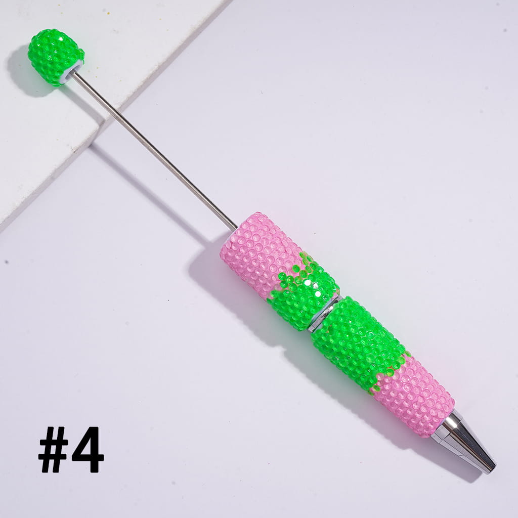 Beadable Clay Pens with Three-Layer Colored Rhinestones Covered the Entire Pens, Fluorescence