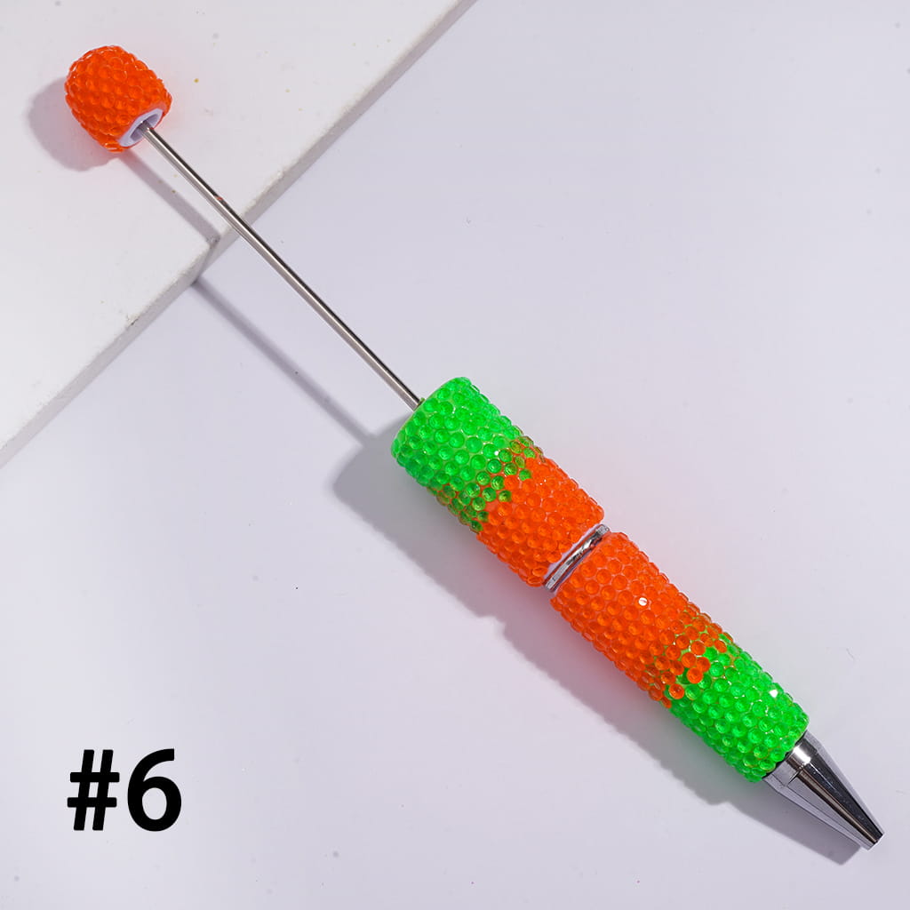 Beadable Clay Pens with Three-Layer Colored Rhinestones Covered the Entire Pens, Fluorescence
